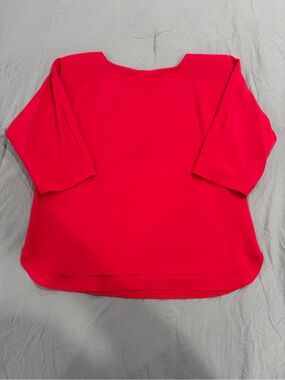 Boatneck 3/4 Sleeve Blouse in Bright Pink